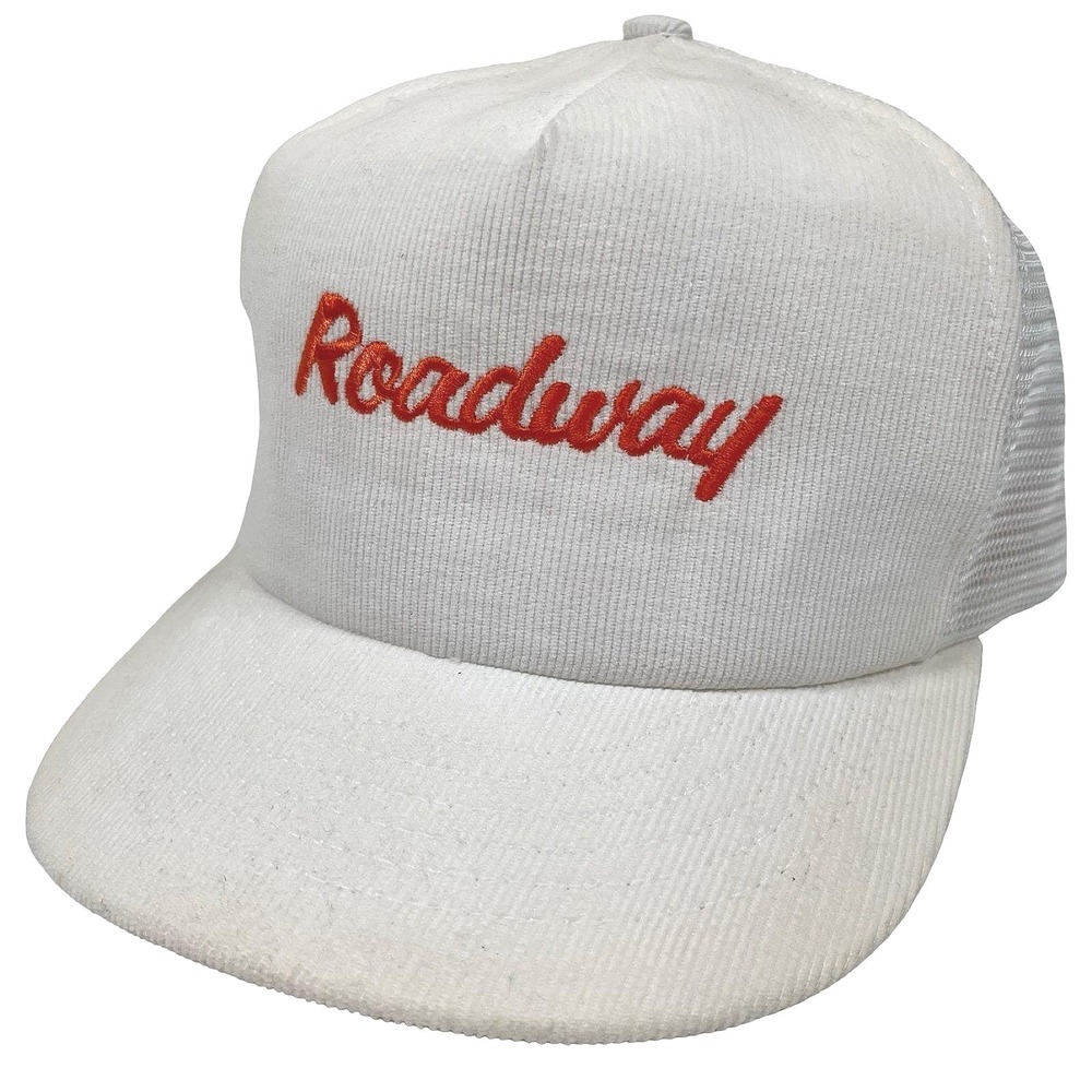 Vintage Swingster Roadway Trucker Hat Men White Corduroy Mesh Snapback USA